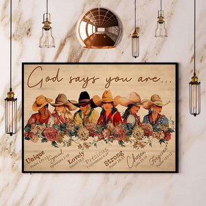 Cowgirls God Says You Are Unique Special Lovely Paper Poster No Frame Matte Canvas Wall Decor