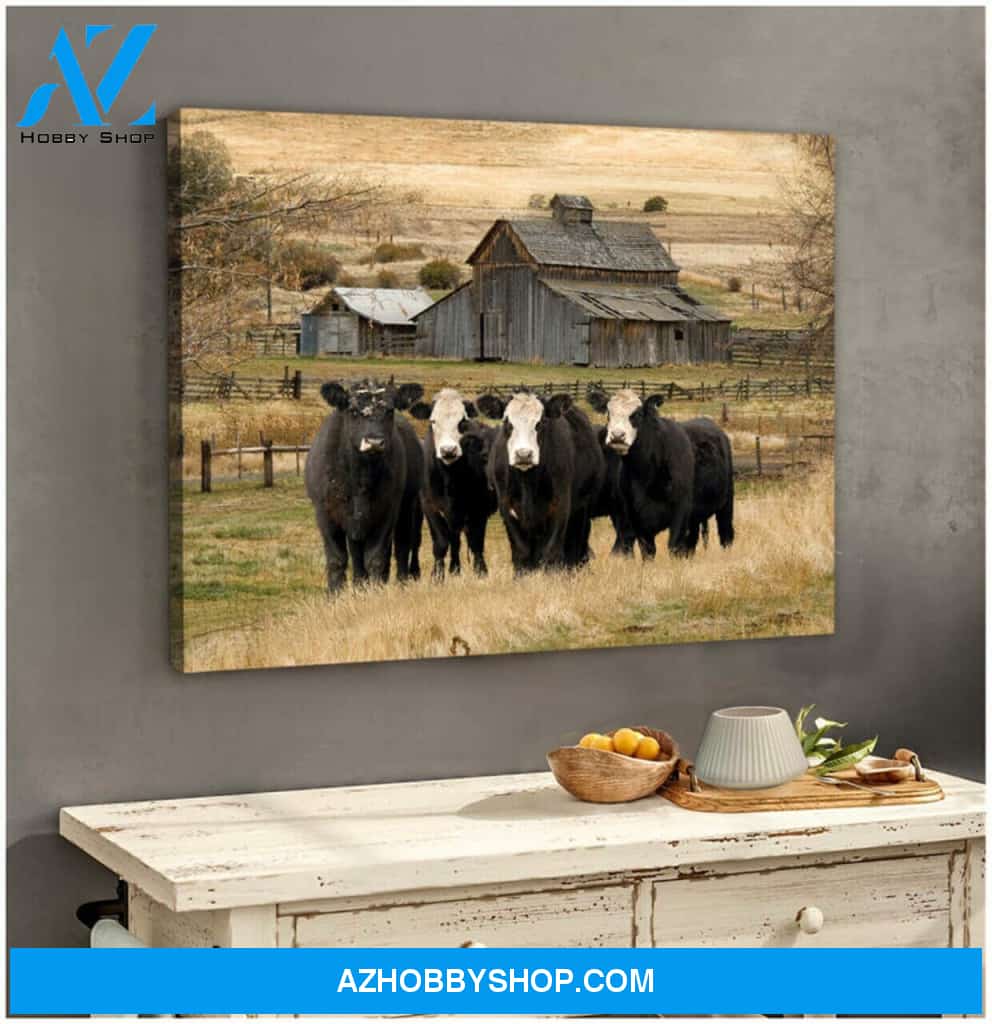 Cows And Barn Beautiful Canvas Wall Art, Wall Decor Visual Art Decor, Great Gift for Cows Lovers Canvas