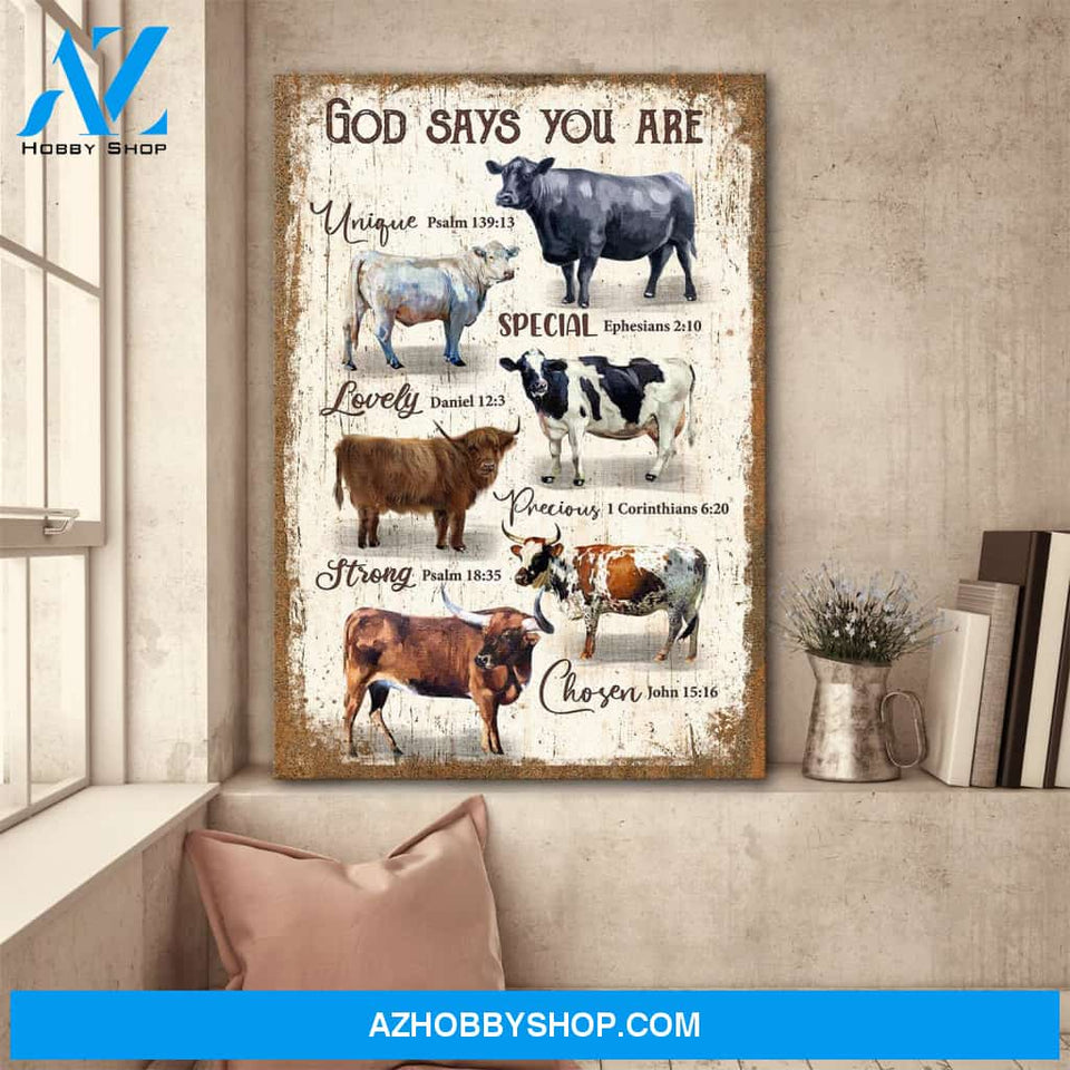 Cows - God says you are Jesus Portrait Canvas Prints, Wall Art