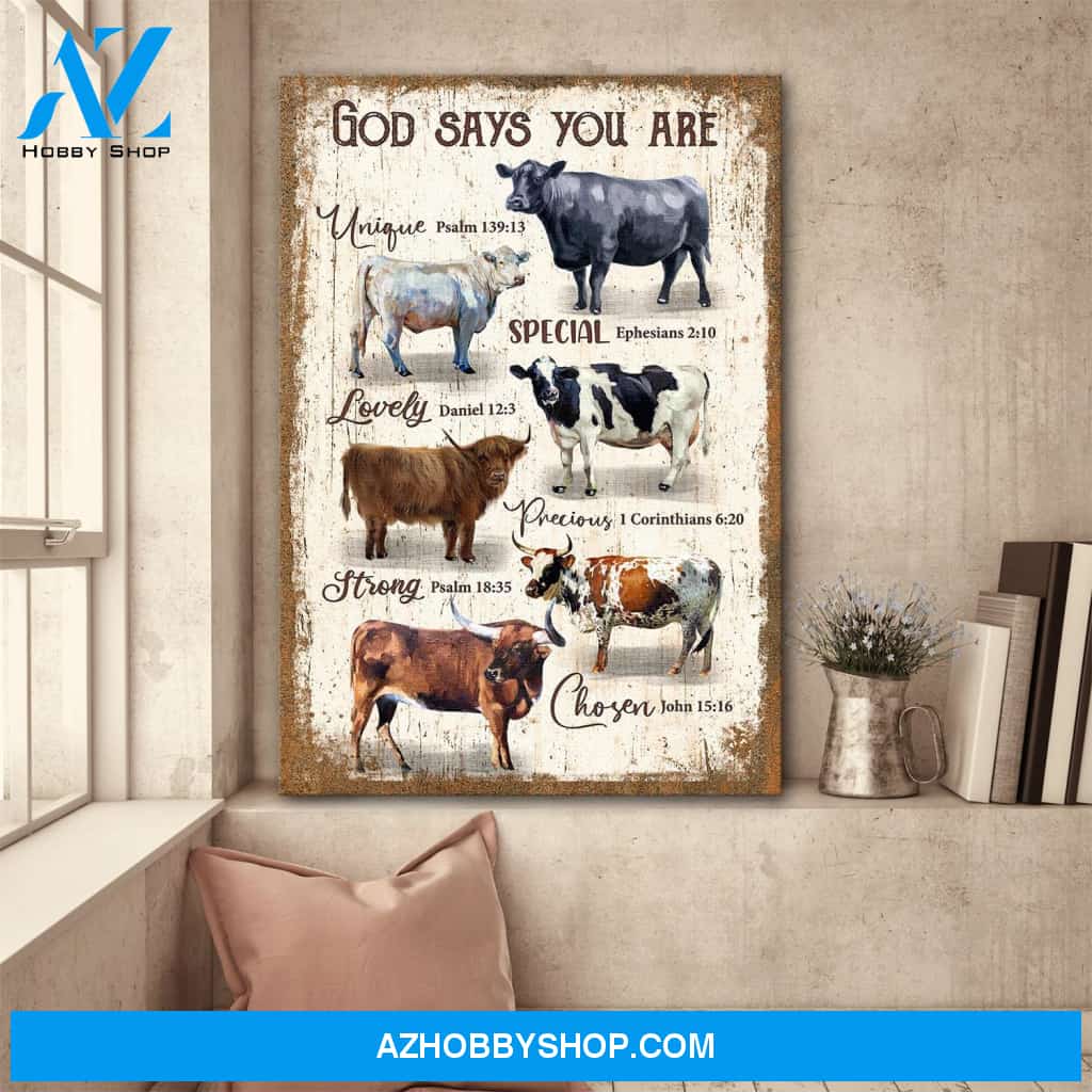Cows - God says you are Jesus Portrait Canvas Prints, Wall Art