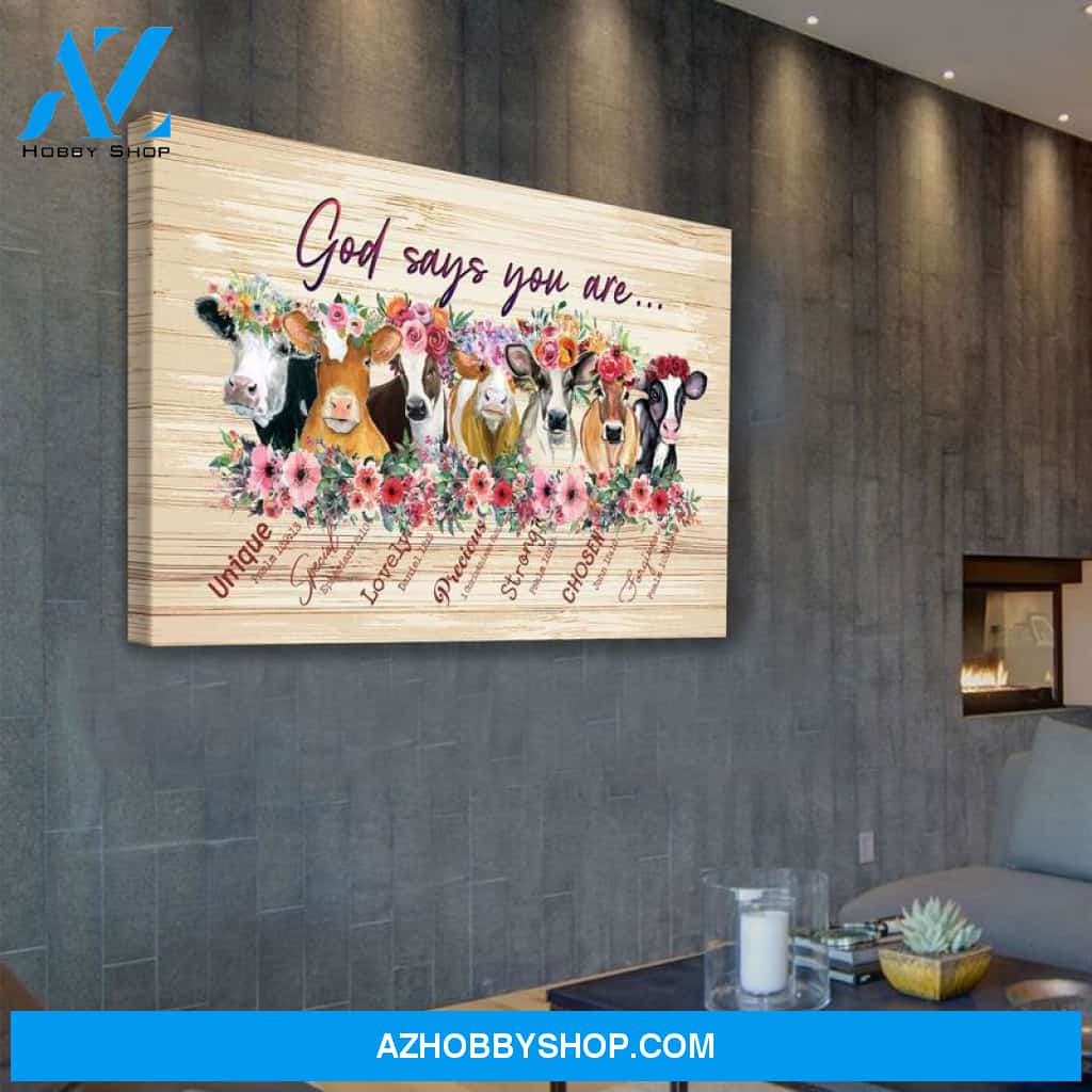 Cows God Says You Are Premium Canvas Wall Art, Wall Decor Visual Art