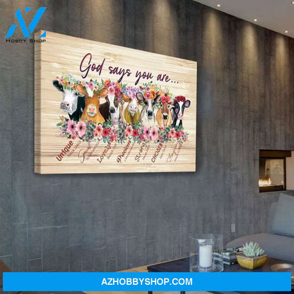 Cows God Says You Are Premium Canvas Wall Art, Wall Decor Visual Art