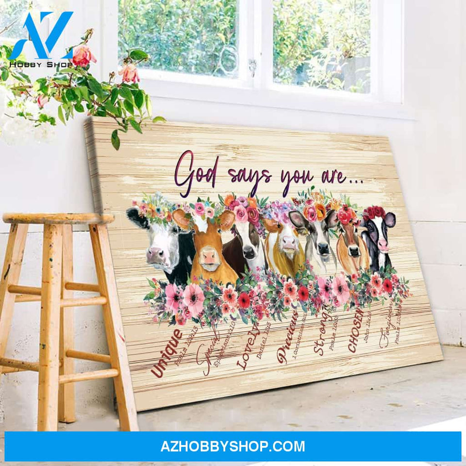 Cows God Says You Are Premium Canvas Wall Art, Wall Decor Visual Art