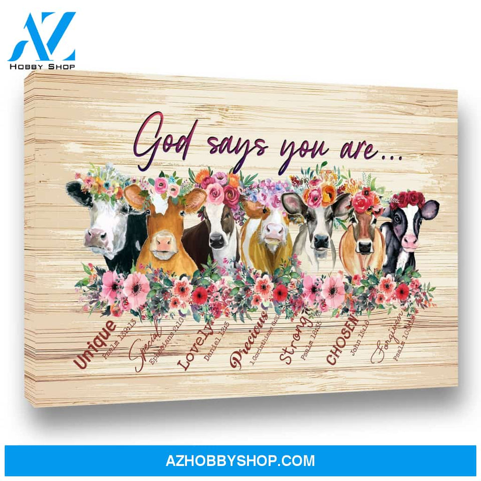 Cows God Says You Are Premium Canvas Wall Art, Wall Decor Visual Art