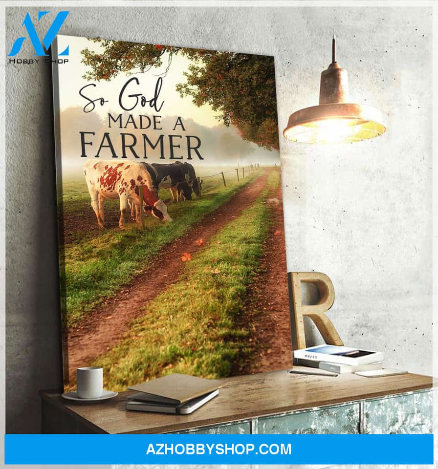 Cows So God Made A Farmer Canvas Wall Art, Wall Decor Visual Art
