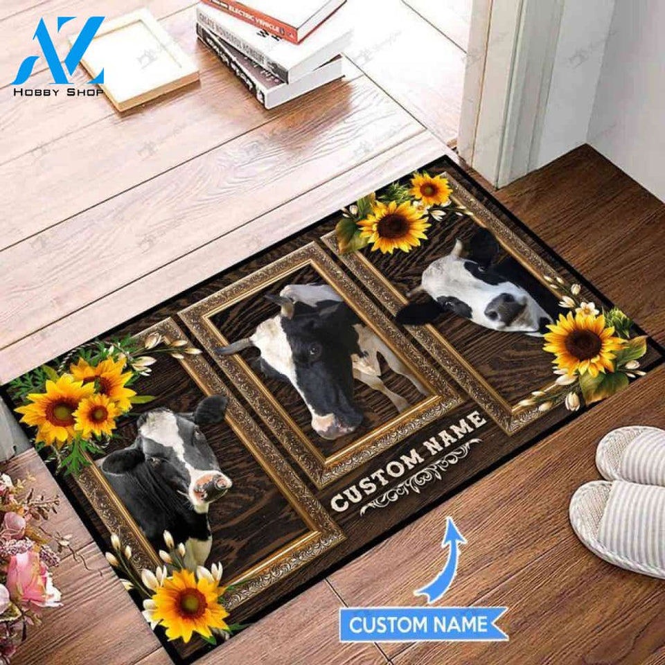 Cows Sunflower Custom Doormat | Welcome Mat | House Warming Gift