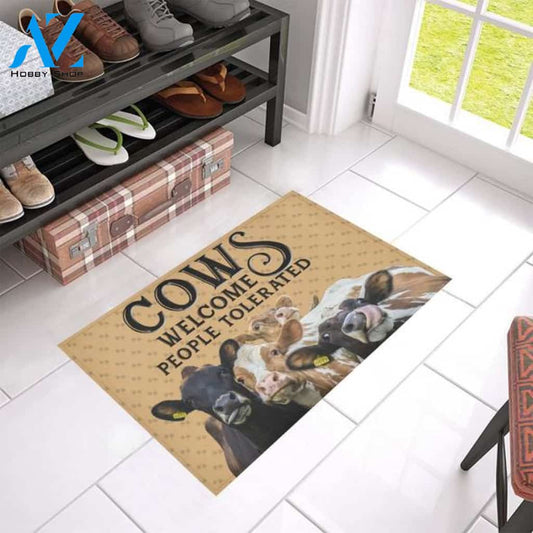 Cows Welcome People Tolerated Funny Indoor And Outdoor Doormat Warm House Gift Welcome Mat Birthday Gift For Cow Lovers Farm Farmer