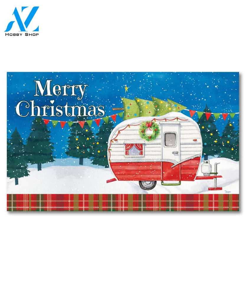 Cozy Christmas Camper Doormat - 18" x 30"