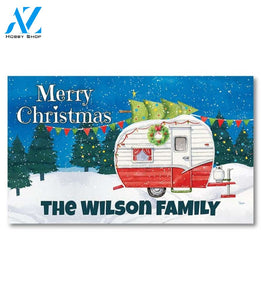 Cozy Christmas Camper Personalized Doormat - 18" x 30"