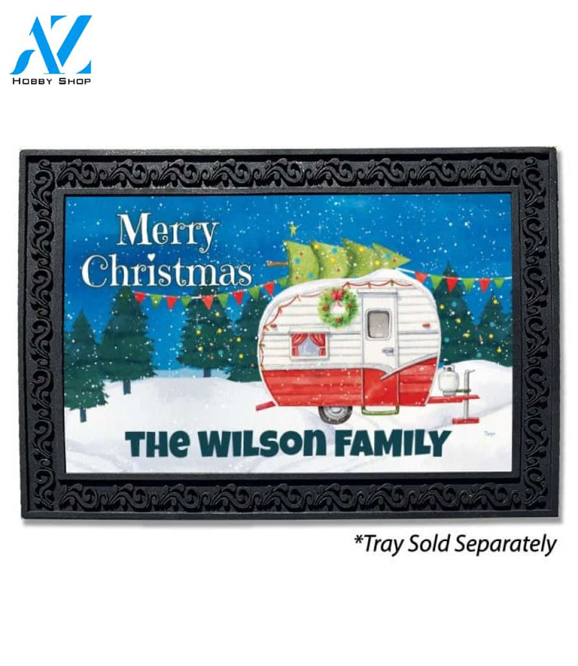 Cozy Christmas Camper Personalized Doormat - 18" x 30"
