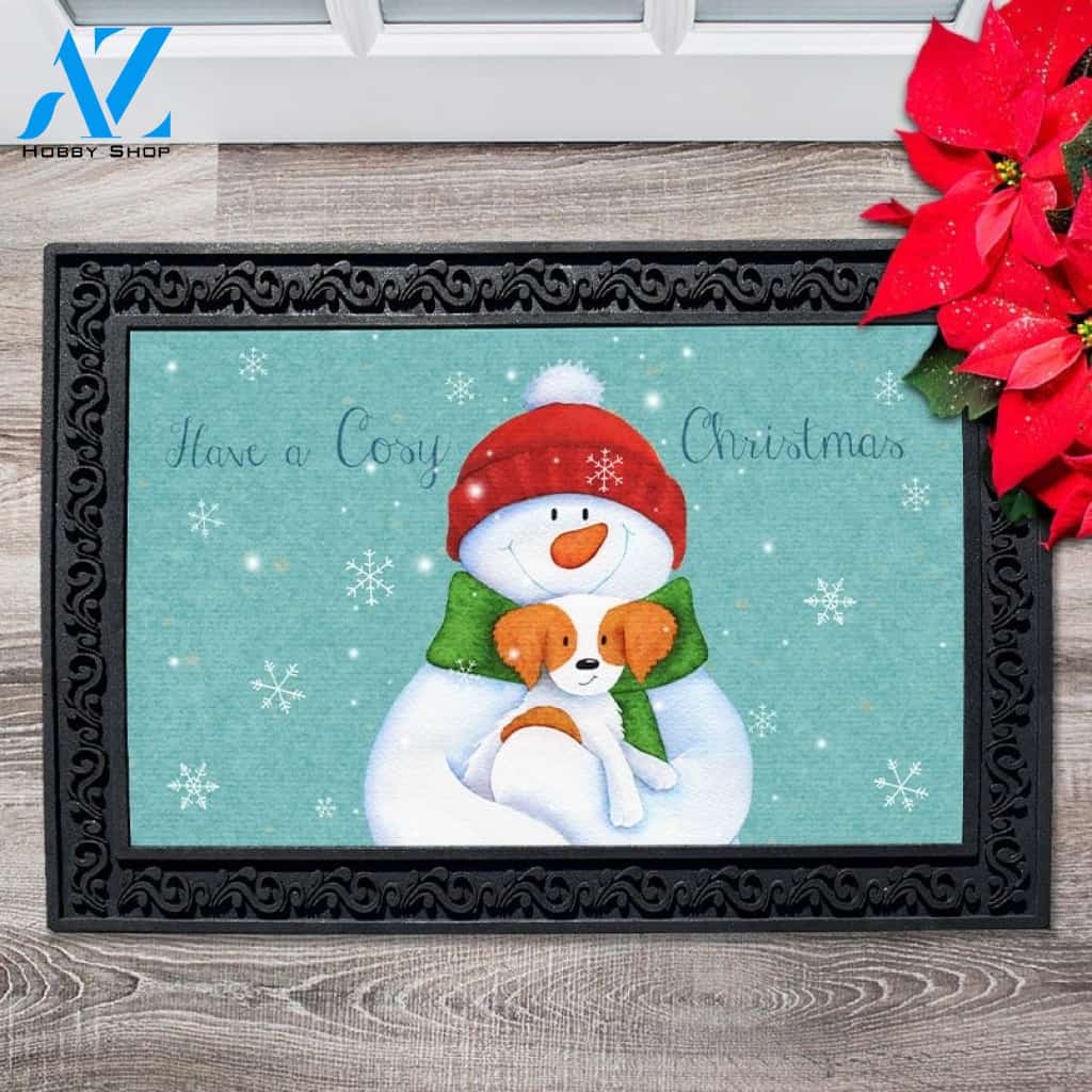 Cozy Christmas Snowman Doormat - 18" x 30"