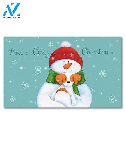 Cozy Christmas Snowman Doormat - 18" x 30"