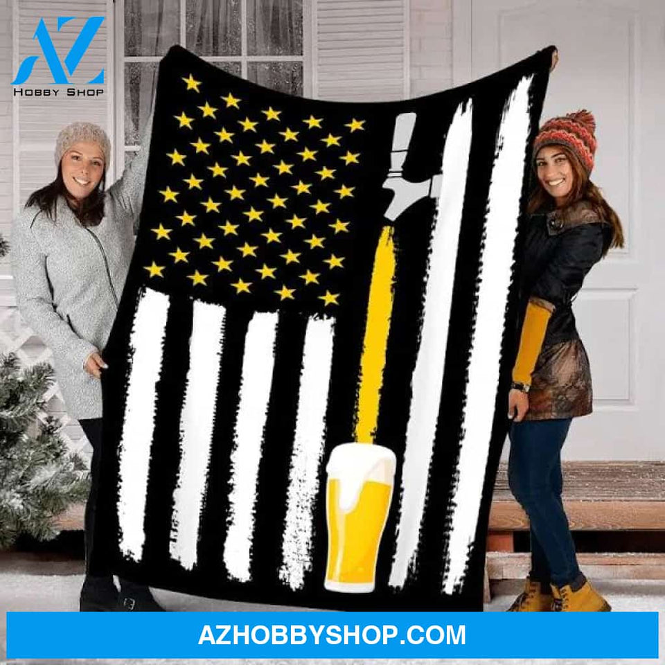 Craft Beer American Flag Usa Printed Sherpa Fleece Blanket