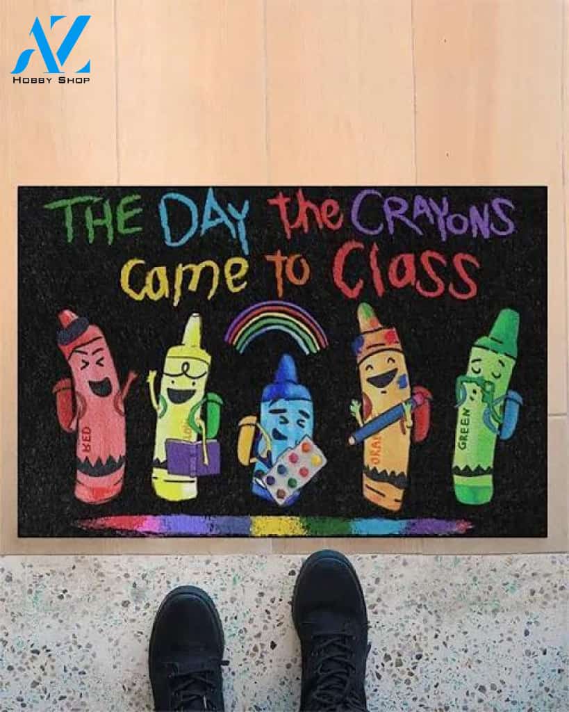 Crayon Teacher Doormat, Crayon Teacher Classroom Doormat, Teacher Room Welcome Mat, Back To School Door Mat