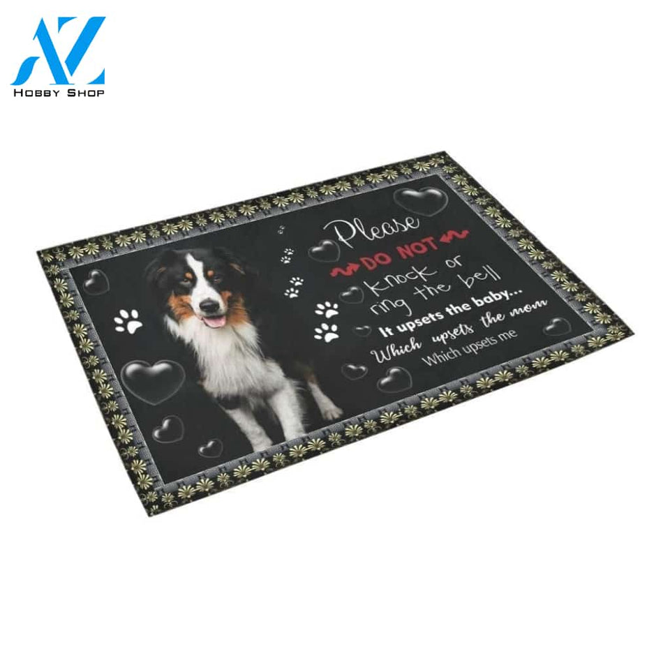 Crazy Australian Shepherd Please Do Not Knock Or Ring The Bell Printed Doormat Home Decor