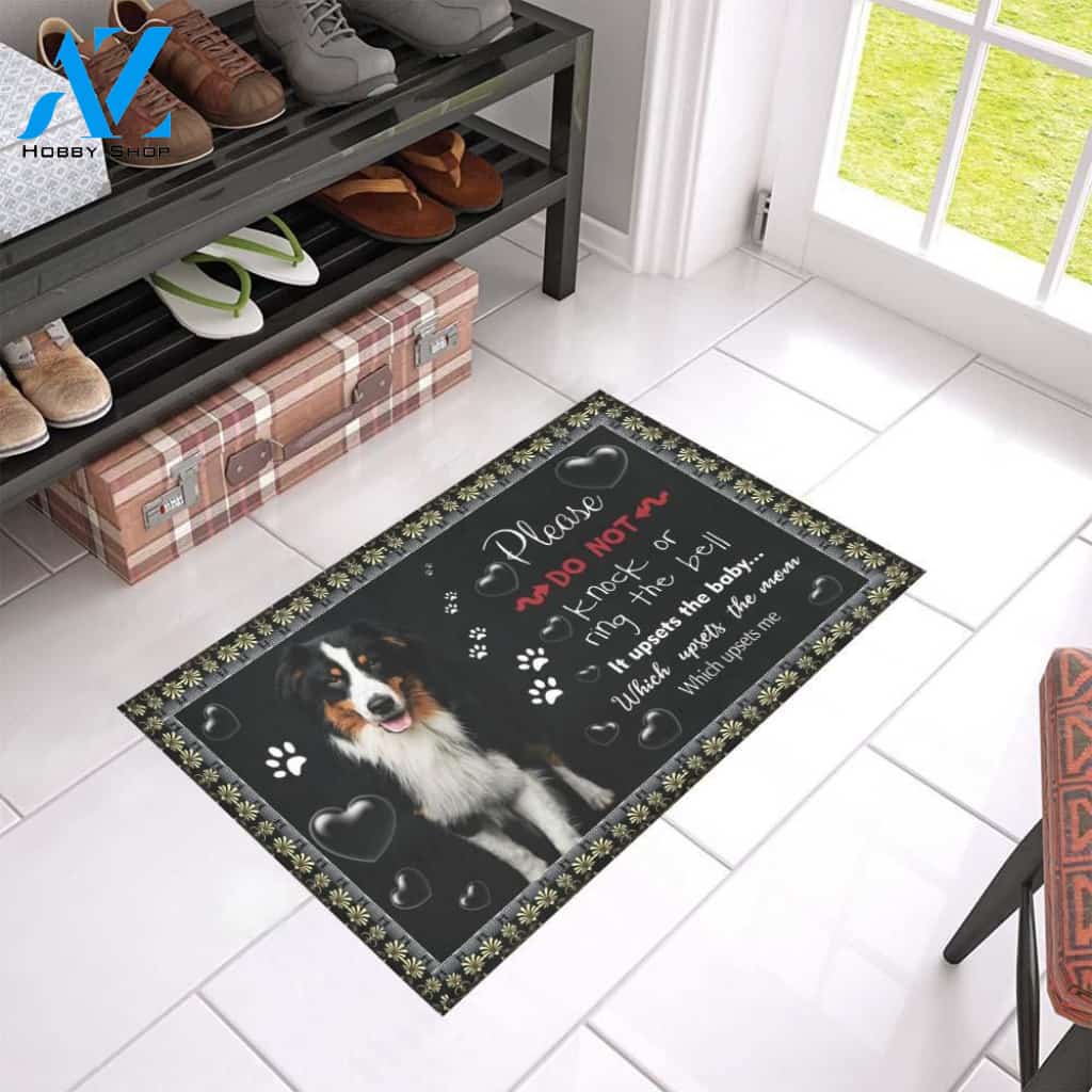 Crazy Australian Shepherd Please Do Not Knock Or Ring The Bell Printed Doormat Home Decor