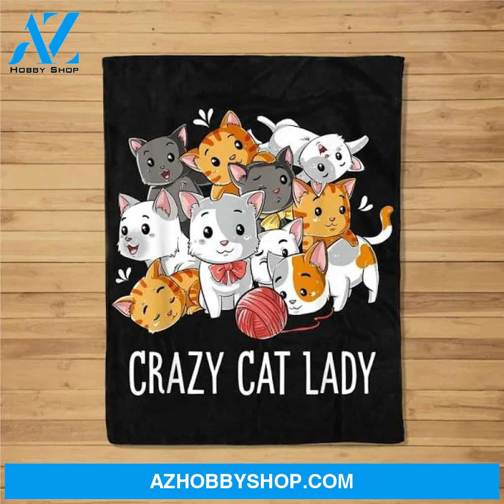 Crazy Cat Lady Funny Cats Kitty Kitten Fleece Blanket Gift For Cat Lovers Home Decor Bedding Couch Sofa Soft And Comfy Cozy