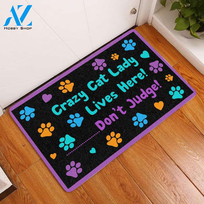 Crazy Cat Lady Lives Here Doormat | Welcome Mat | House Warming Gift