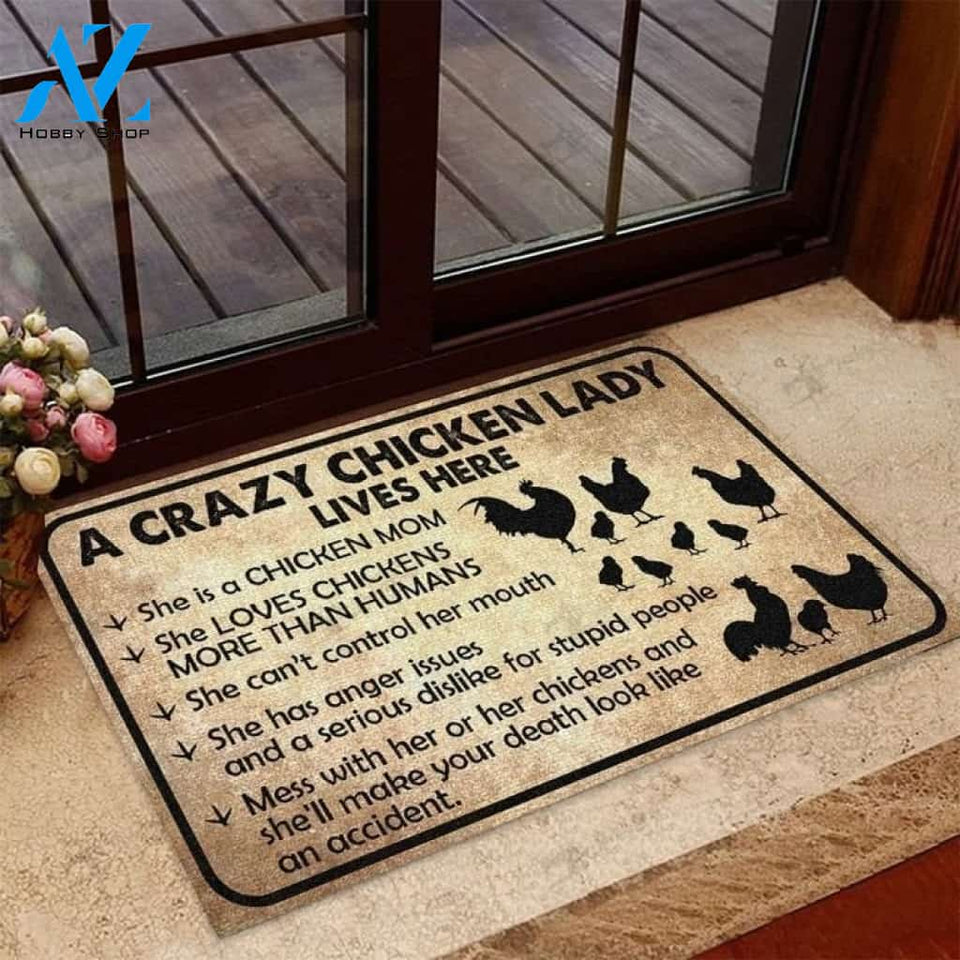 Crazy Chicken Lady Lives Here Chicken Mom Funny Indoor And Outdoor Doormat Warm House Gift Welcome Mat Gift For Chicken Lovers
