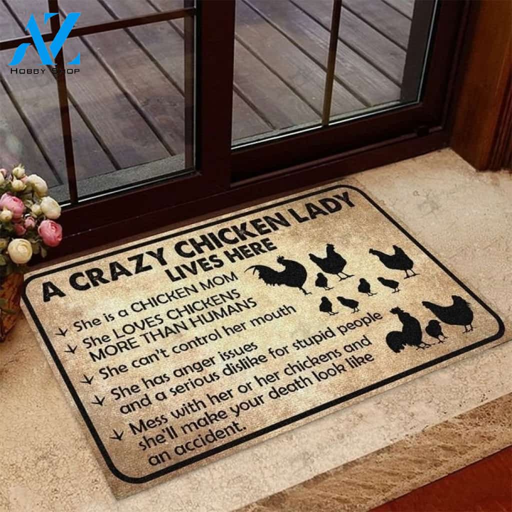 Crazy Chicken Lady Lives Here Chicken Mom Funny Indoor And Outdoor Doormat Warm House Gift Welcome Mat Gift For Chicken Lovers