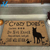 Crazy Dog Live Here - German Shepherd Dog Coir Pattern Print Doormat