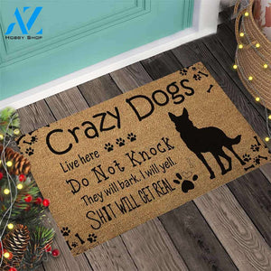 Crazy Dog Live Here - German Shepherd Dog Coir Pattern Print Doormat