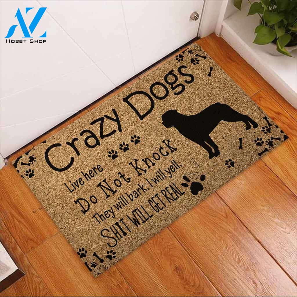 Crazy Dog Live Here - Rottweilers Coir Pattern Print Doormat