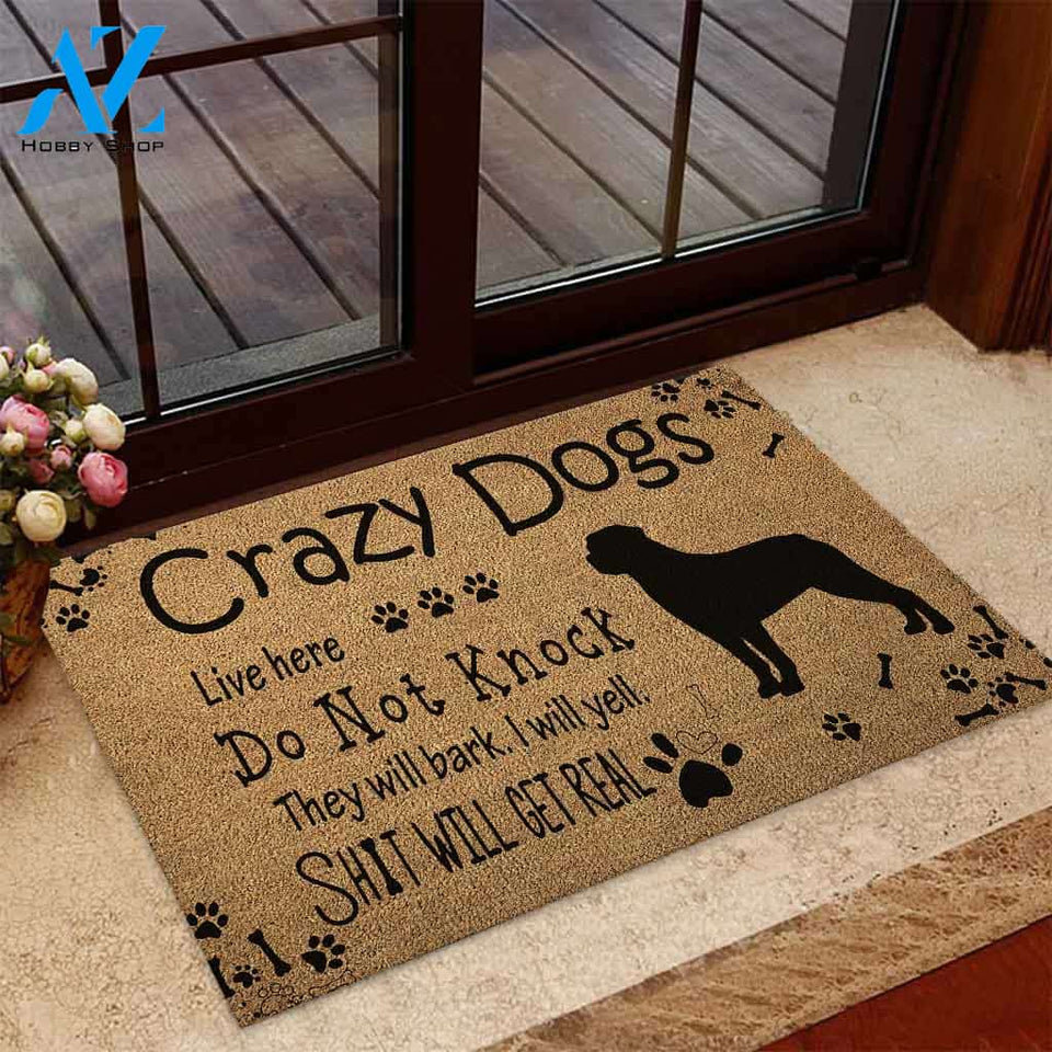 Crazy Dog Live Here - Rottweilers Coir Pattern Print Doormat