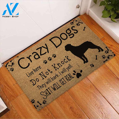 Crazy Dog Live Here - Rottweilers Coir Pattern Print Doormat