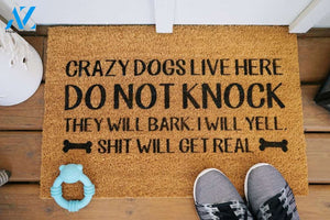 CRAZY DOGS LIVE HERE MAT | Welcome Mat | House Warming Gift