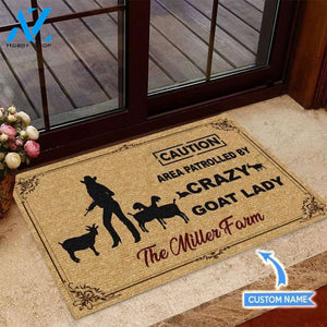 Crazy Goat Lady Caution Custom Doormat | Welcome Mat | House Warming Gift