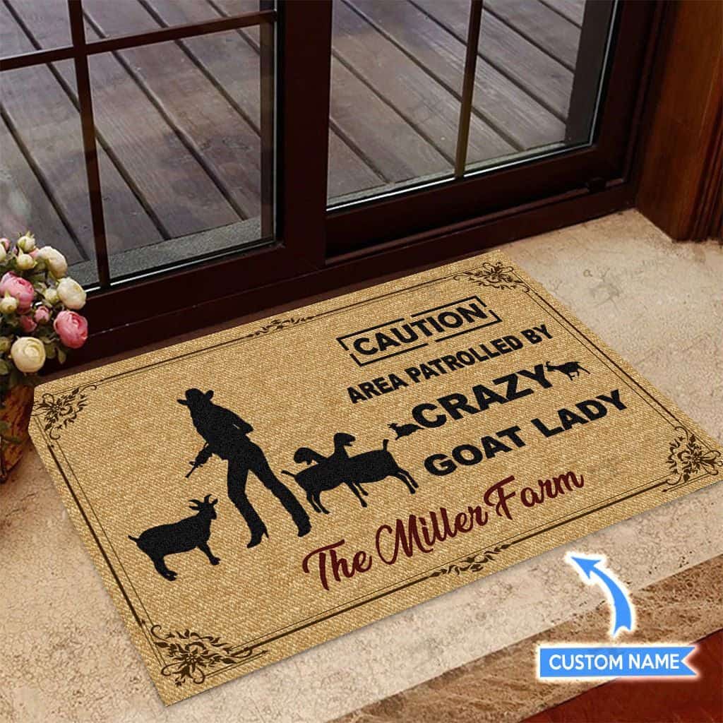 Crazy Goat Lady Personalized Custom Name Doormat Welcome Mat