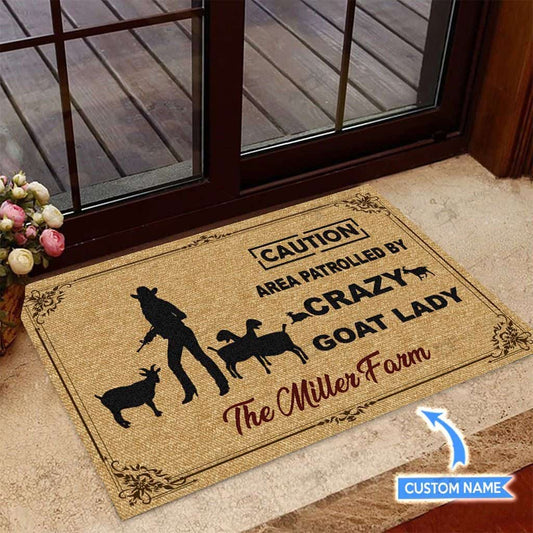 Crazy Goat Lady Personalized Custom Name Doormat Welcome Mat
