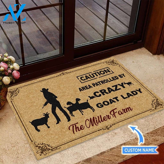Crazy Goat Lady Personalized Doormat