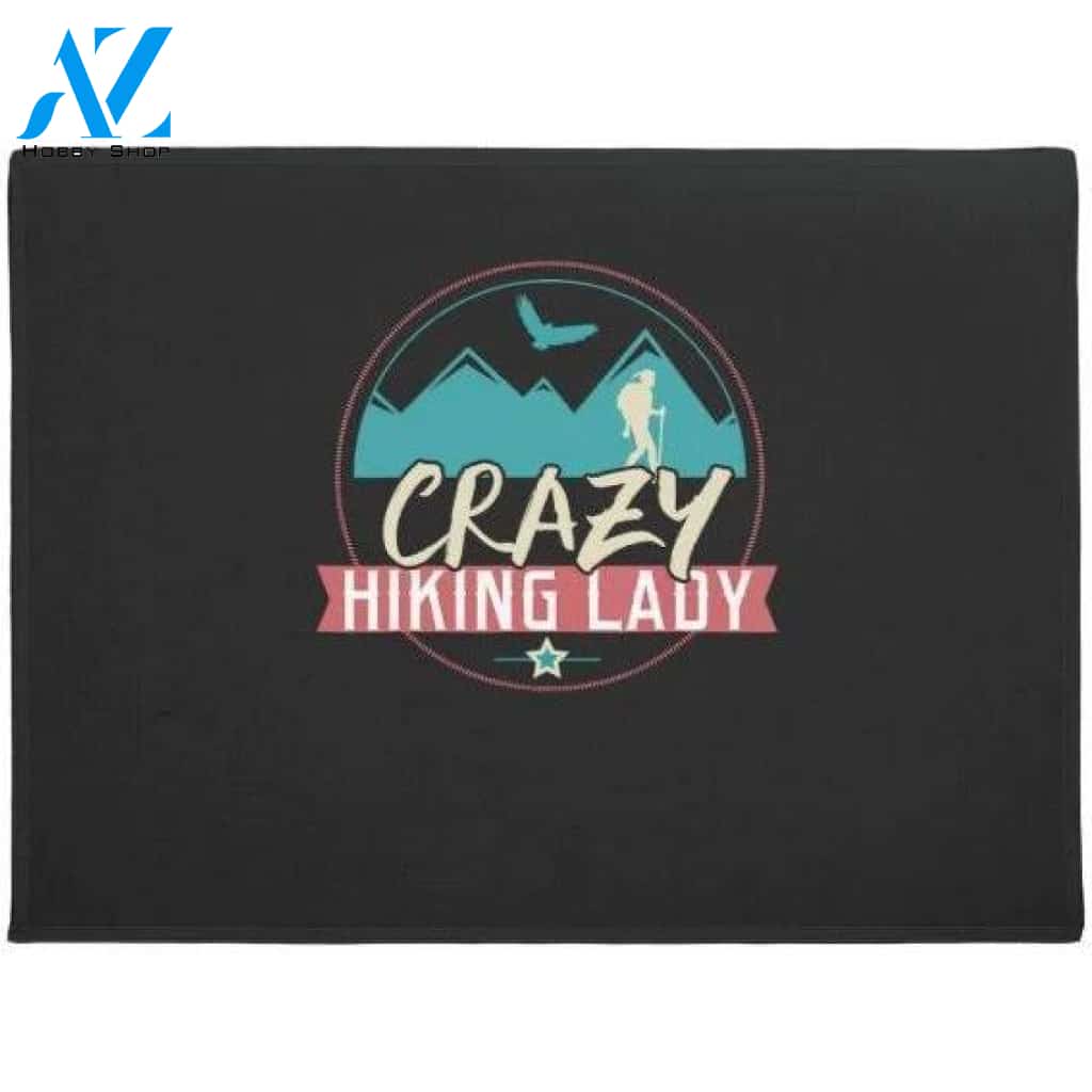 Personalized Name Family House Crazy Hiking Lady Funny Hiking Doormat Welcome Mat House Warming Gift Home Decor Funny Doormat Gift Idea
