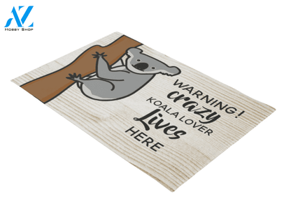 Crazy Koala Lover Lives Here Doormat Indoor and Outdoor Mat Entrance Rug Sweet Home Decor Housewarming Gift Cute Gift Gift for Koala Lovers Wildlife Animals Lovers