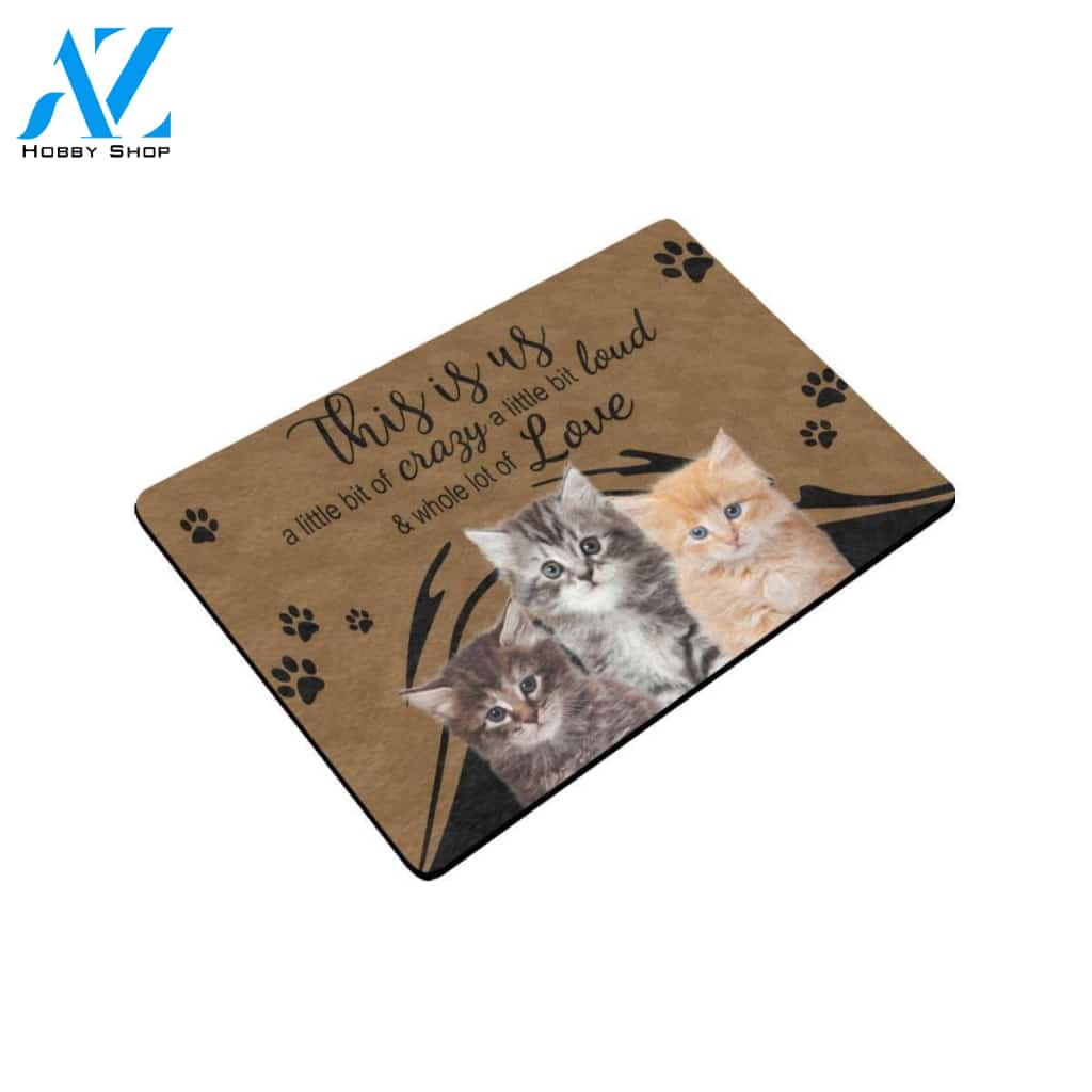 Crazy Loud And Love Cat Easy Clean Welcome DoorMat | Felt And Rubber | 40x60 cm | 45x75 cm | 60x90 cm | Colorful | DO1436