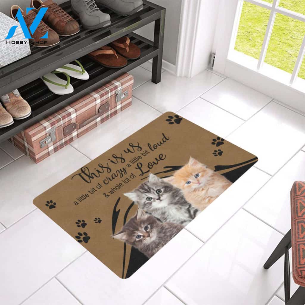 Crazy Loud And Love Cat Easy Clean Welcome DoorMat | Felt And Rubber | 40x60 cm | 45x75 cm | 60x90 cm | Colorful | DO1436