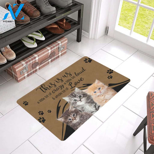 Crazy Loud And Love Cat Easy Clean Welcome DoorMat | Felt And Rubber | 40x60 cm | 45x75 cm | 60x90 cm | Colorful | DO1436