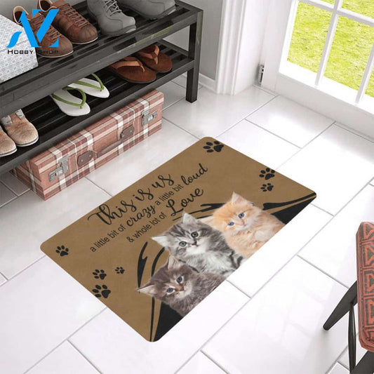 Crazy Loud And Love Cat Easy Clean Welcome DoorMat | Felt And Rubber | 40x60 cm | 45x75 cm | 60x90 cm | Colorful | DO1436
