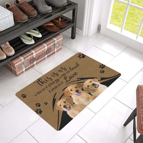 Crazy Loud And Love Golden Retriever Rubber Doormat Welcome Mat