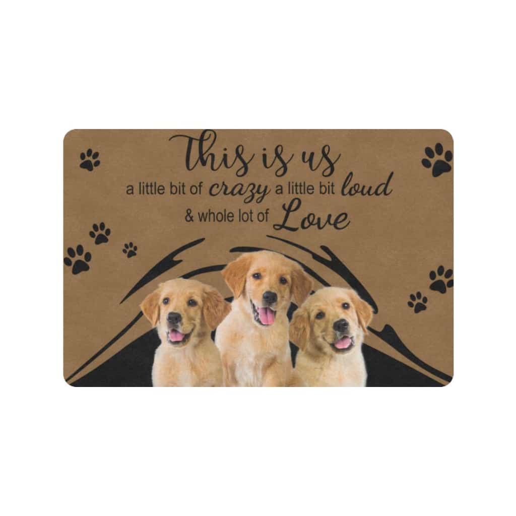 Crazy Loud And Love Golden Retriever Rubber Doormat Welcome Mat