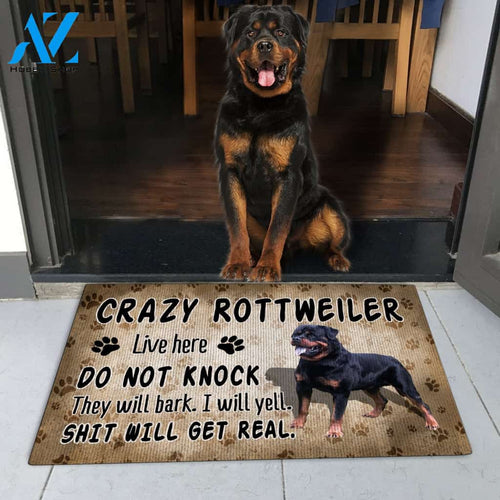 Crazy Rottweiler Dog Doormat - Welcome Mat - Home Decor