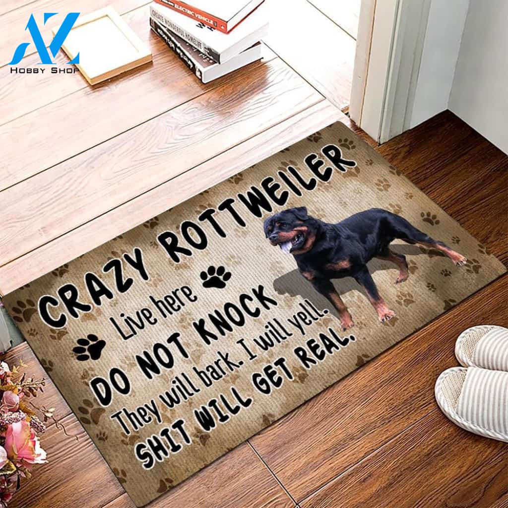 Crazy Rottweiler Dog Doormat - Welcome Mat - Home Decor