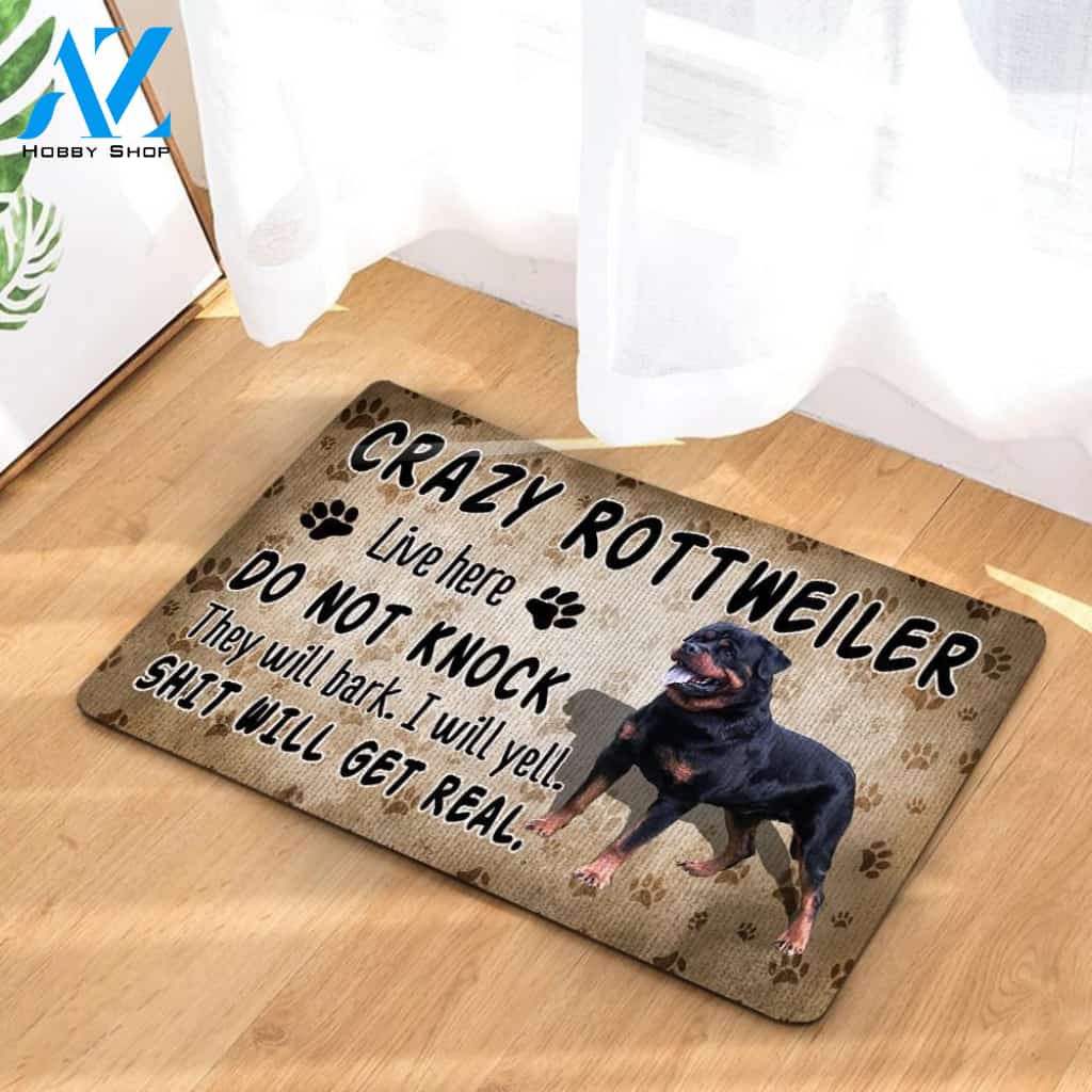 Crazy Rottweiler Dog Doormat - Welcome Mat - Home Decor
