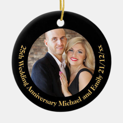 Create Own Anniversary Photo Gift Under $15 Ceramic Ornament