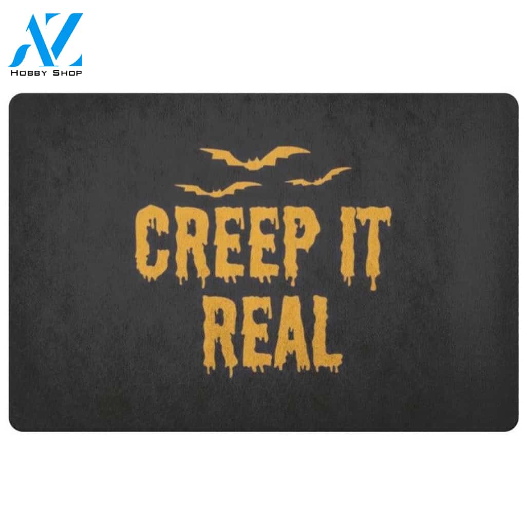 Creep It Real Bats Halloween Doormat Indoor and Outdoor Mat Entrance Rug Funny Home Decor Closing Gift Gift for Friend Family Gift Idea
