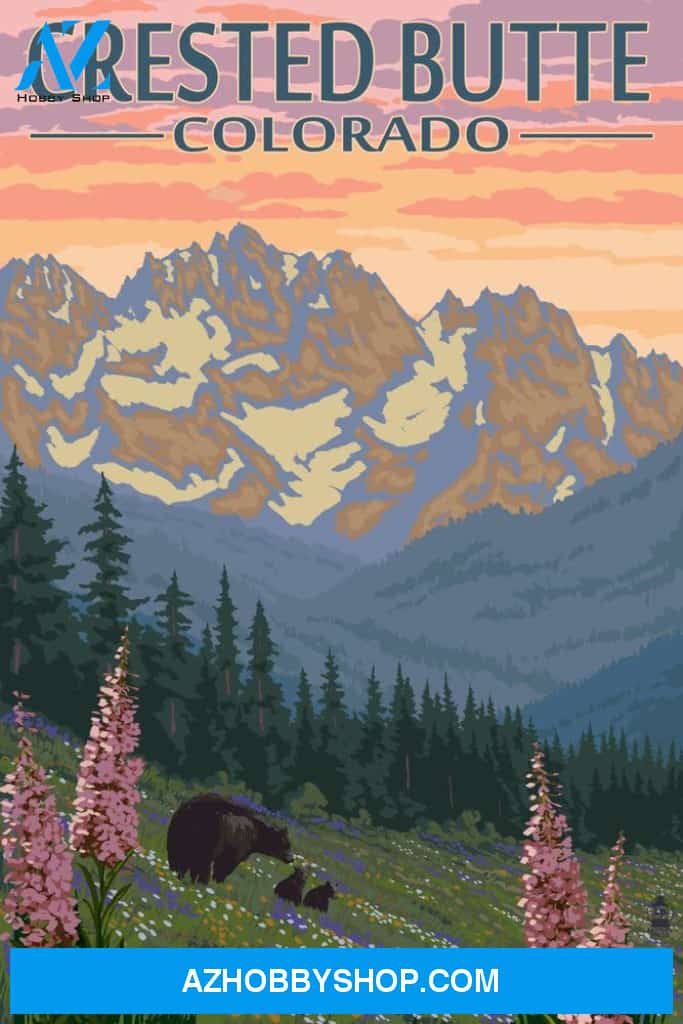 Crested Butte Colorado - Bear And Cubs With Flowers