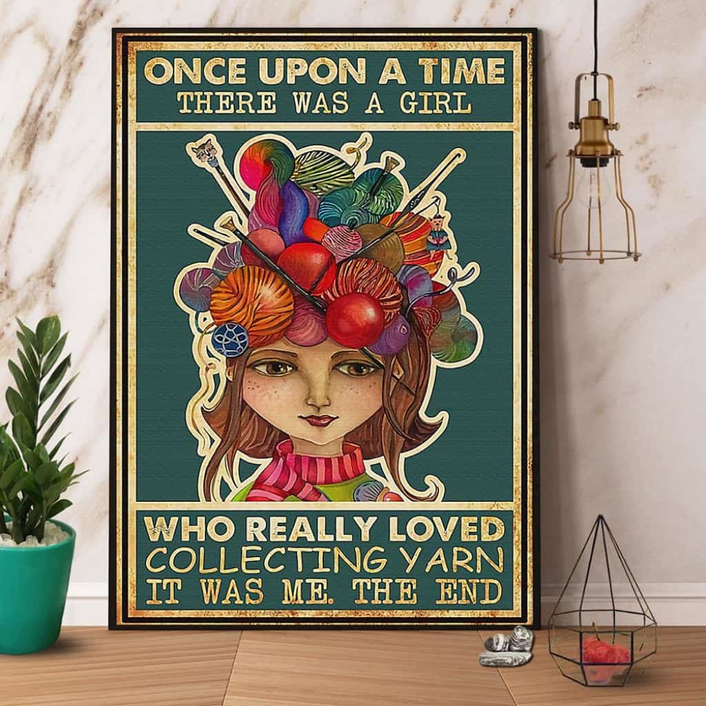 Crochet And Knitting A Girl Who Really Loved Collecting Yarn Paper Poster No Frame Matte Canvas Wall Decor