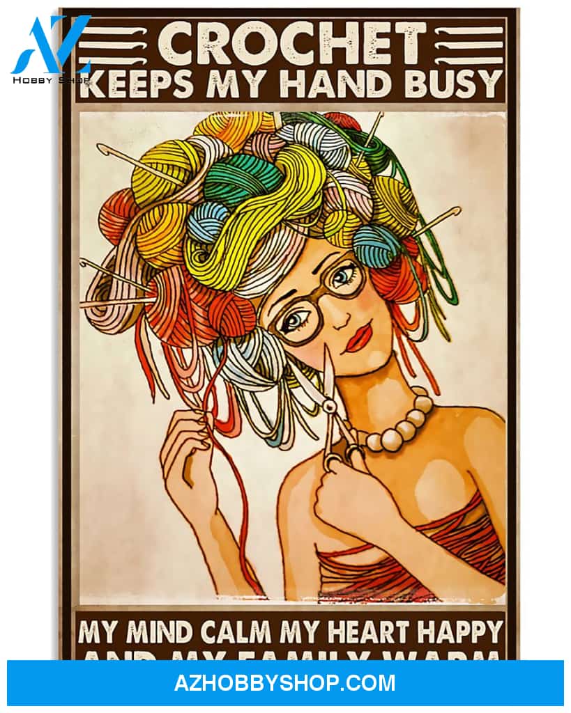 Crochet And Knitting Poster Crochet Keeps My Hand Busy Wall Decor